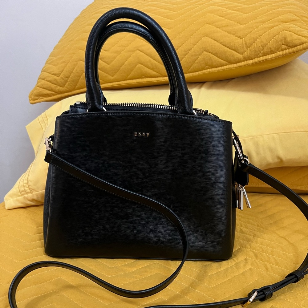 DKNY Black Paige Medium Satchel With Convertible Strap